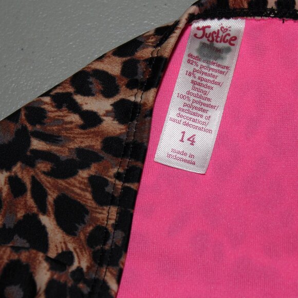 Brown & Pink 2 Pcs Justice Bikini9 Swimsuit Size 12/14 - Picture 4 of 11